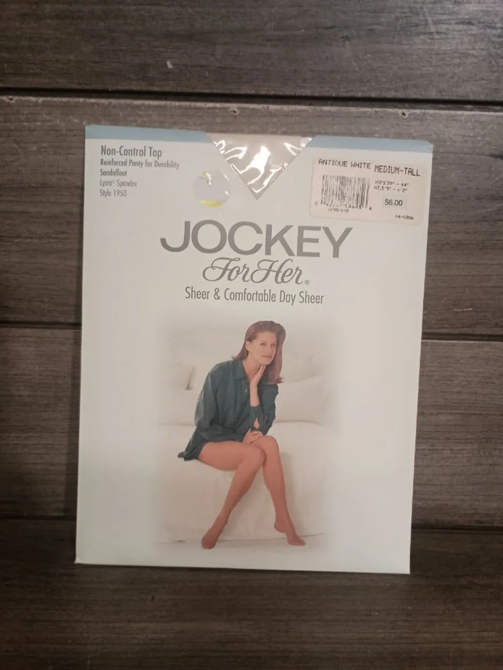 Vtg Jockey For Her Pantyhose Lycra Spandex Size Medium Tall Antique White 1996